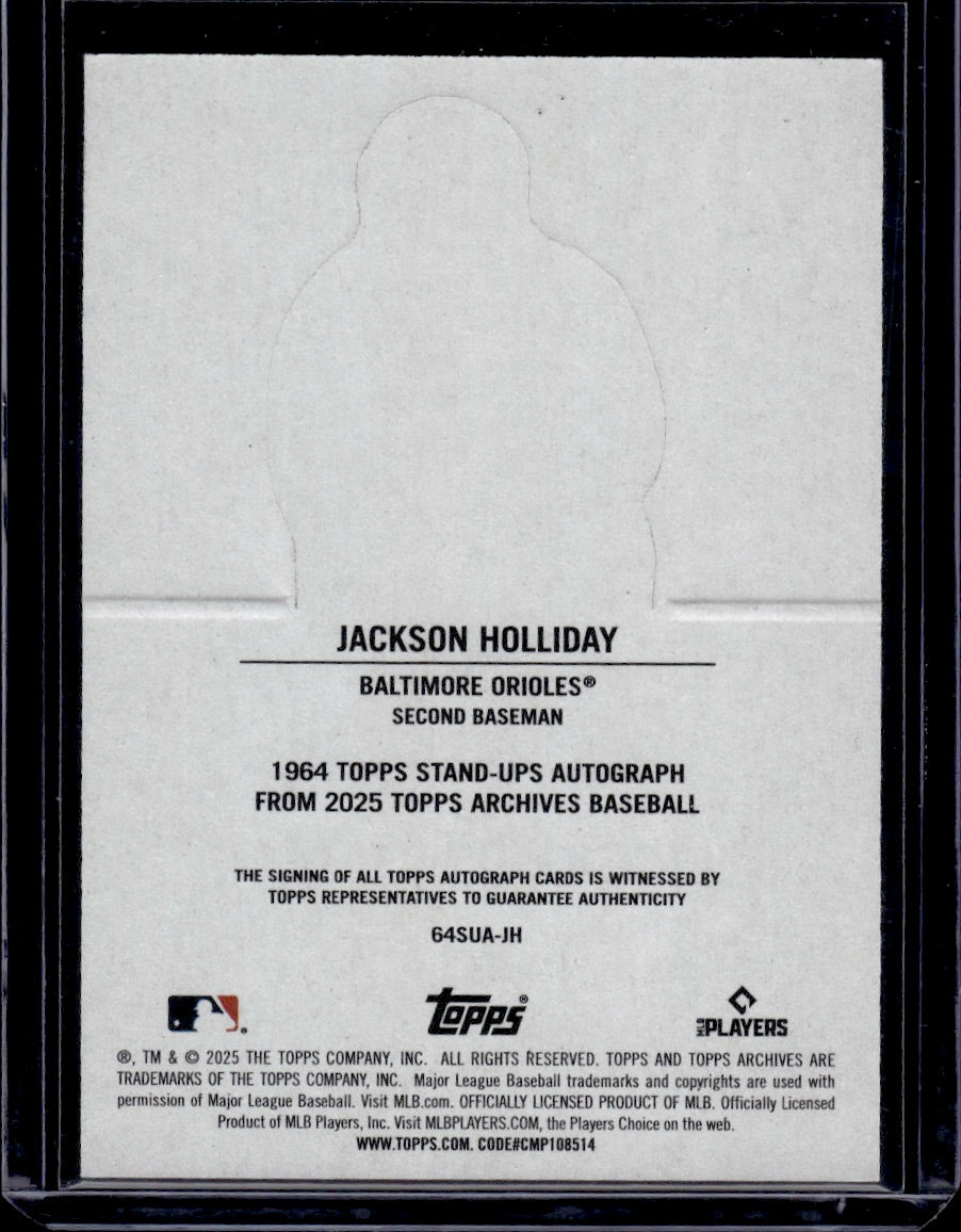 2025 Topps Archives Baseball Jackson Holliday 1964 Stand-Ups Autograph On Card