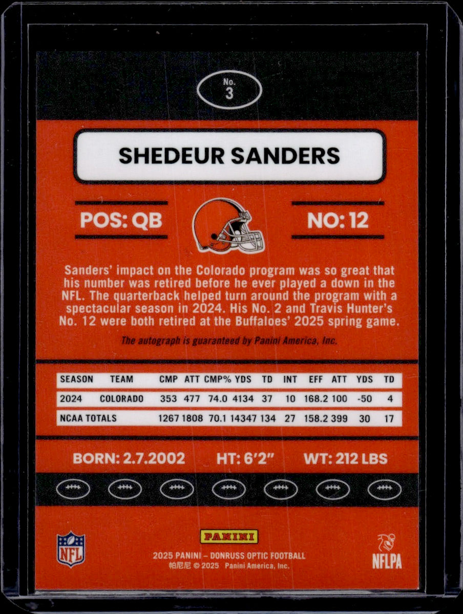 2025 Panini Donruss Optic Shedeur Sanders RC Auto