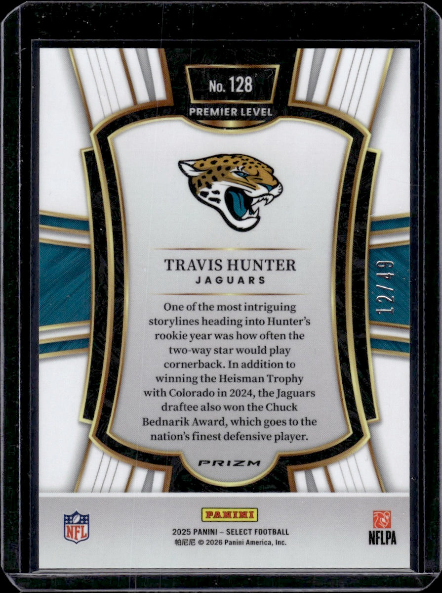 2025 Panini Select Premier Level Travis Hunter Neon Green RC 12/49 NUMBER MATCH