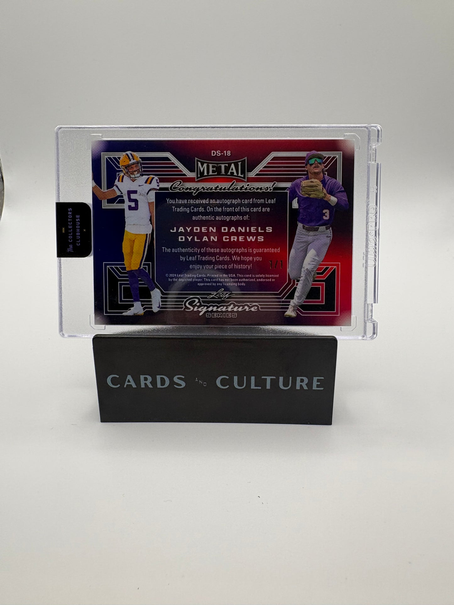 2024 Leaf Metal Signature Series Dylan Crews Jayden Daniels Blue Shimmer 1/1