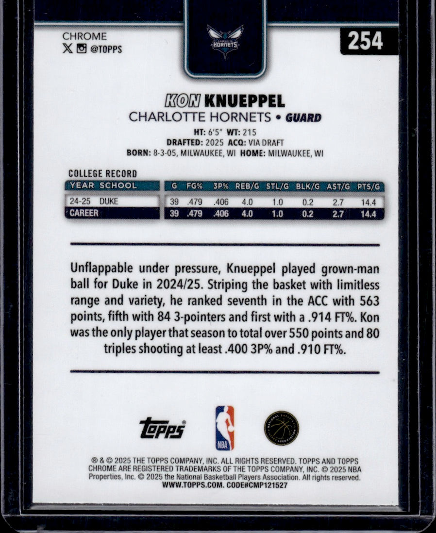 2025 Topps Chrome Kon Knueppel Refractor RC