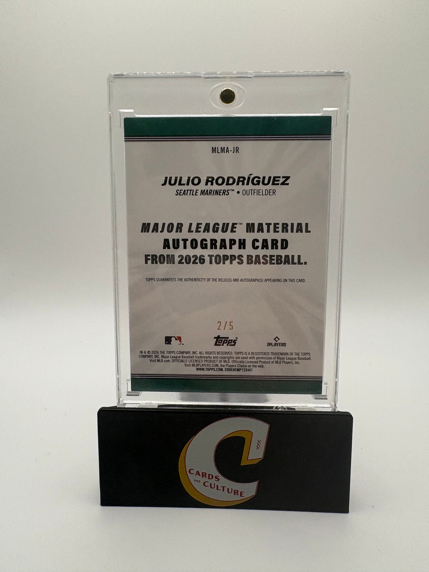 2026 Topps Major League Material Julio Rodríguez 2/5 Game-Used Memorabilia Auto