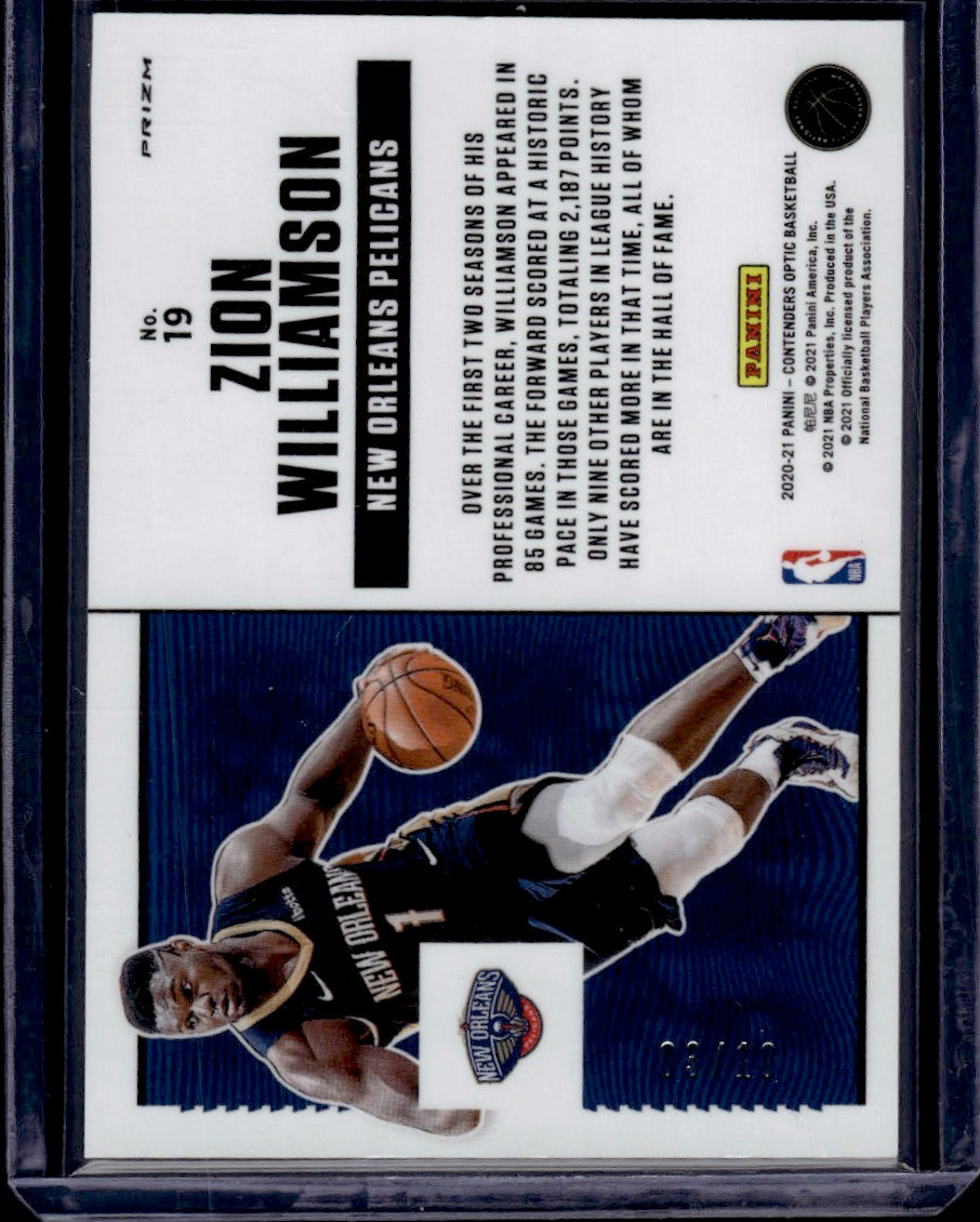 2021 Panini Contenders Optic Suite Shots Zion Williamson Gold /10