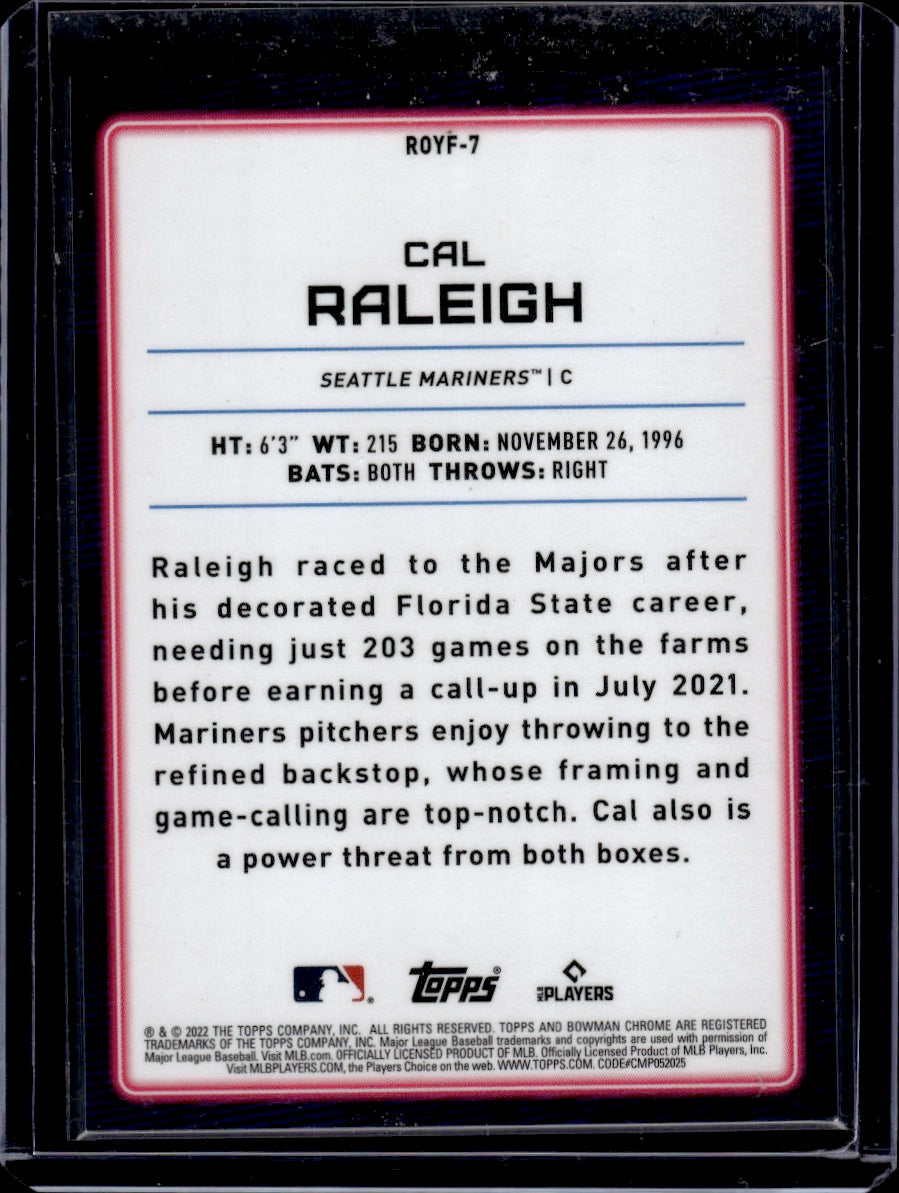 2022 Bowman Chrome Rookie of the Year Favorites Cal Raleigh Purple /250 RC