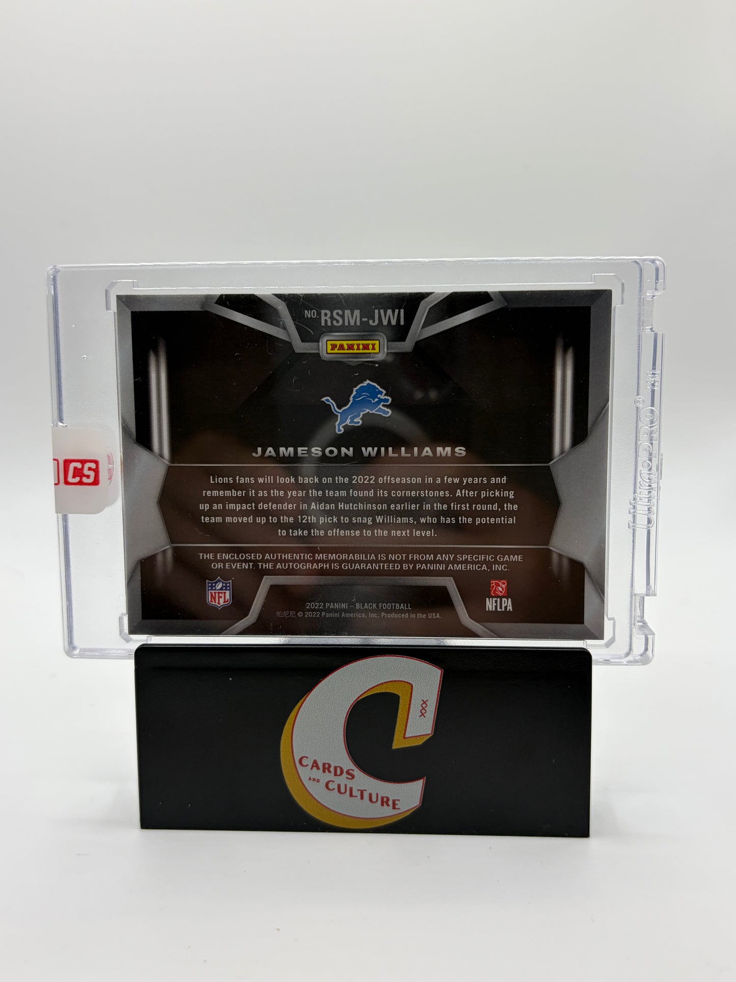 2022 Panini Black Football Jameson Williams Autograph 09/25 Dual Patch RC