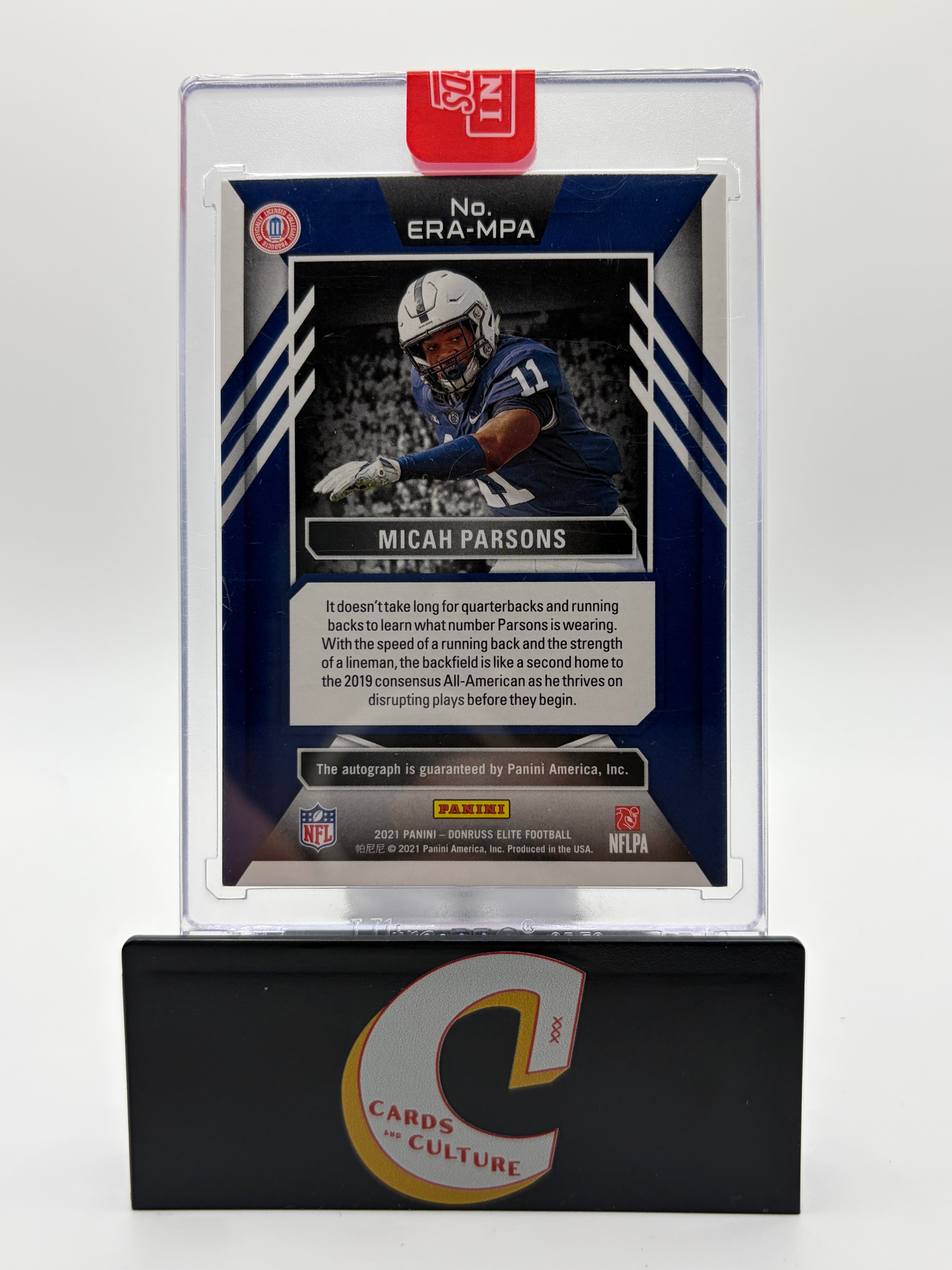 2021 Panini Donruss Elite Micah Parsons Red Prizm 05/75 RC Auto