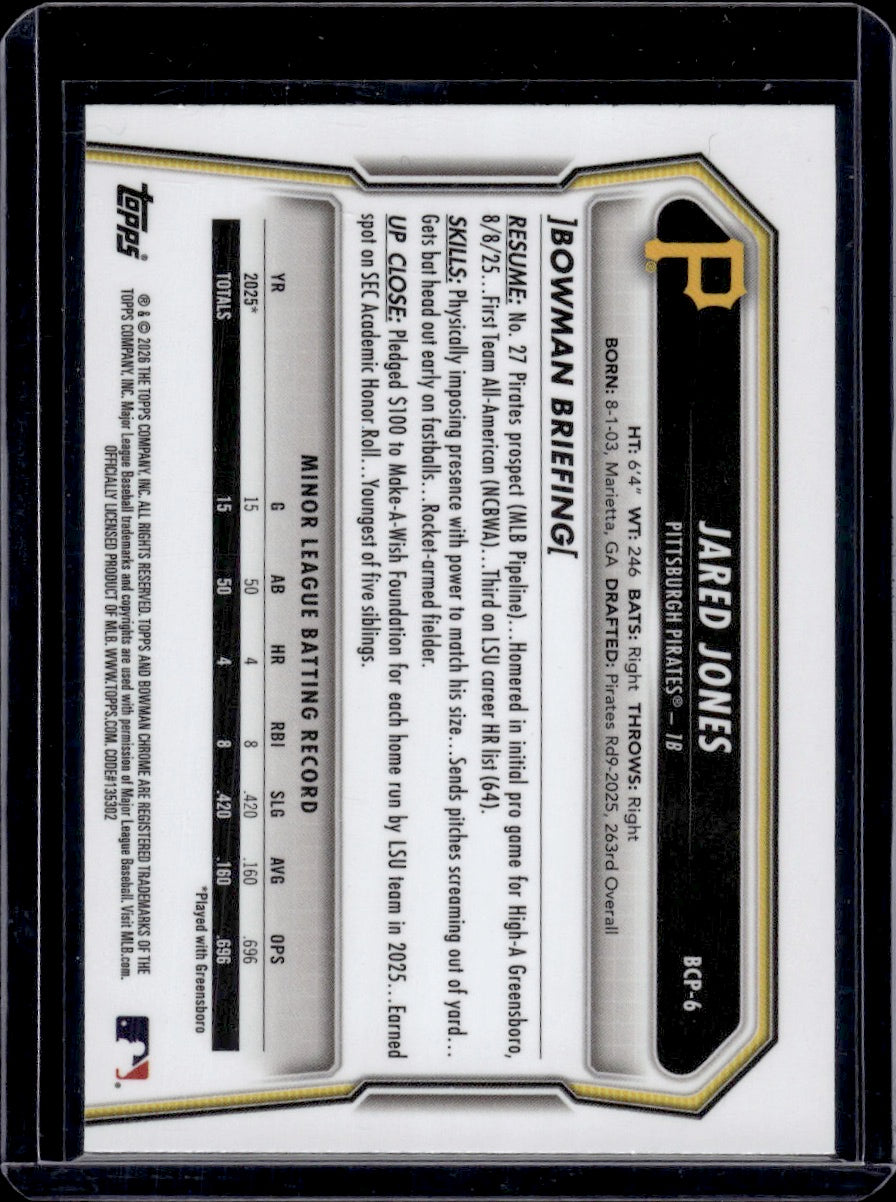 2026 Bowman Chrome Jared Jones 1ST Bowman Peanuts Snack Pack SSP