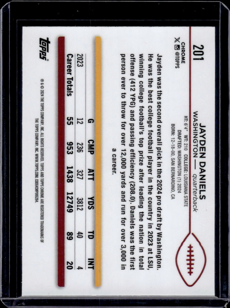 2024 Topps Chrome Jayden Daniels Pink Speckle /399 RC