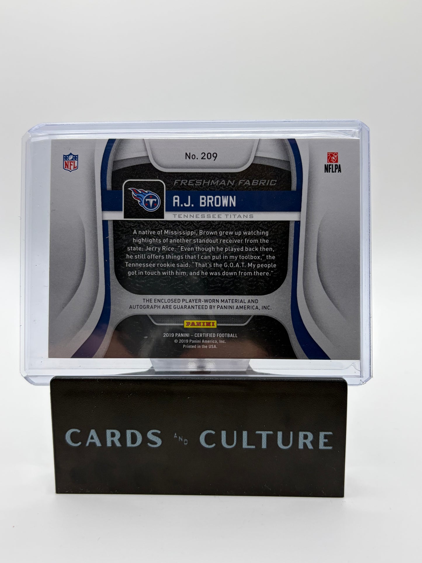 2019 Panini Certified Freshman Fabric A.J. Brown Red Mirror RPA /199