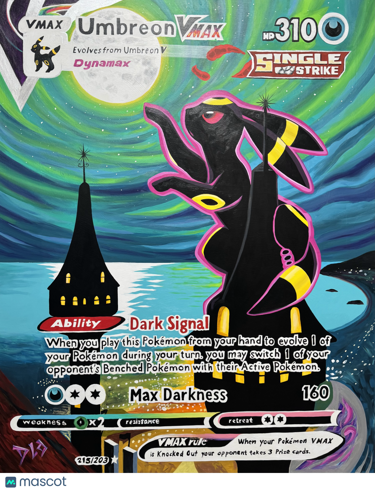DLo Umbreon (Moonbreon) Original Painting 48x60