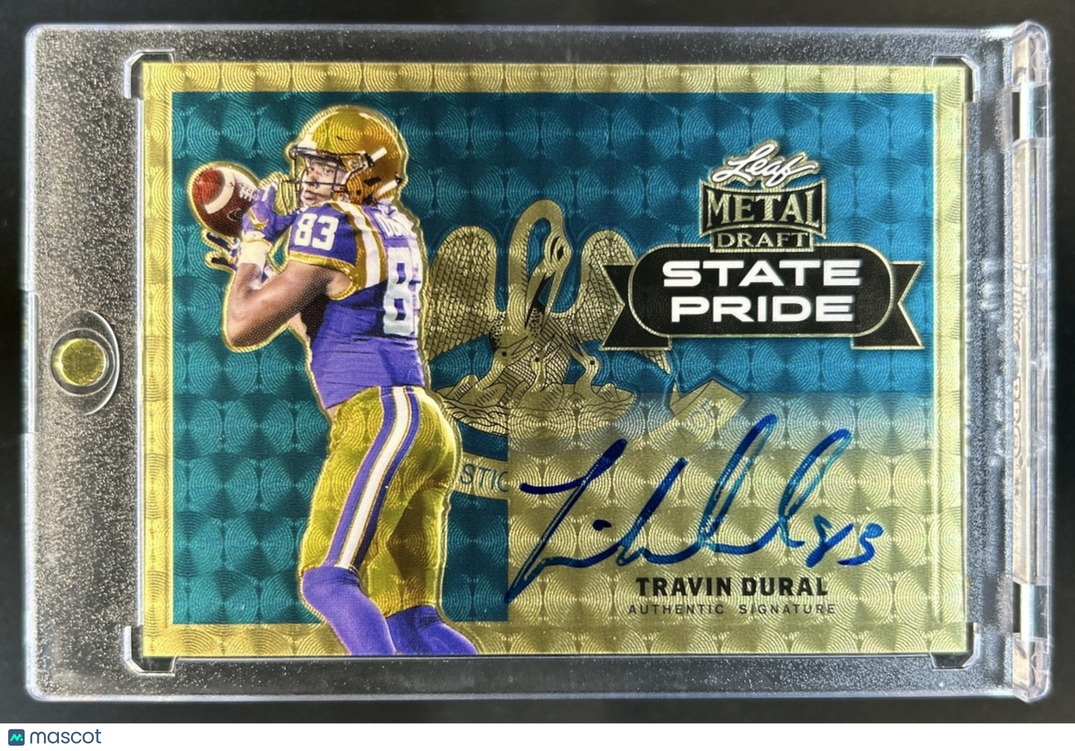2017 Leaf Metal Draft Travin Dural State Pride Auto Gold Rookie RC #1/1 Tigers