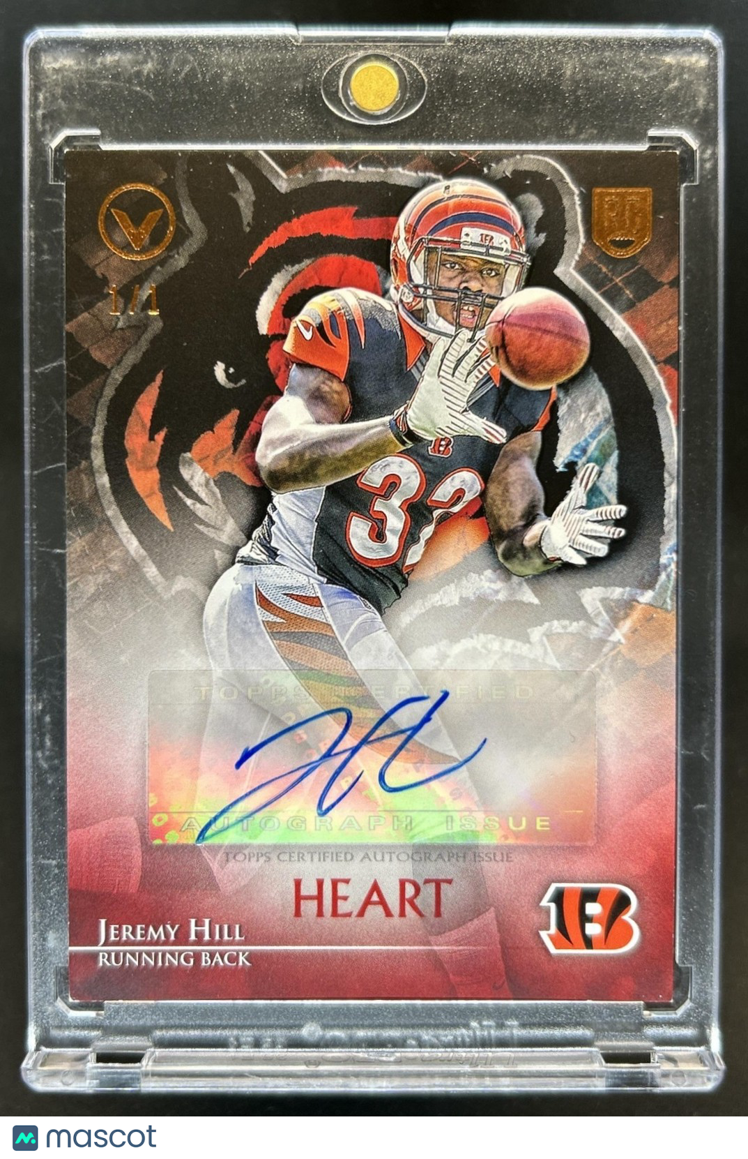 2014 Topps Valor Jeremy Hill Auto Autograph Heart Rookie RC #1/1 Bengals
