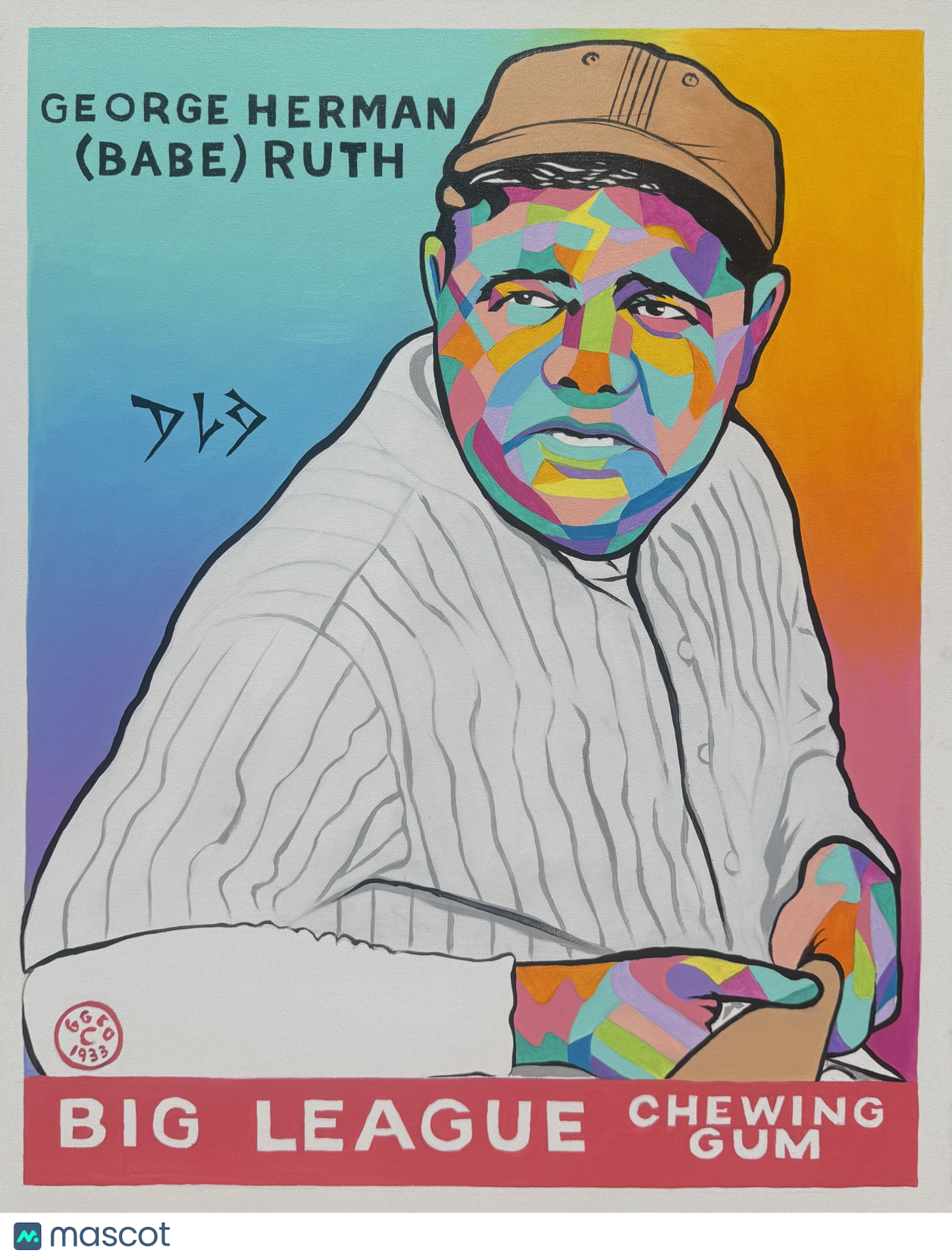 DLo Babe Ruth Goudey #181 Original Painting 22x28