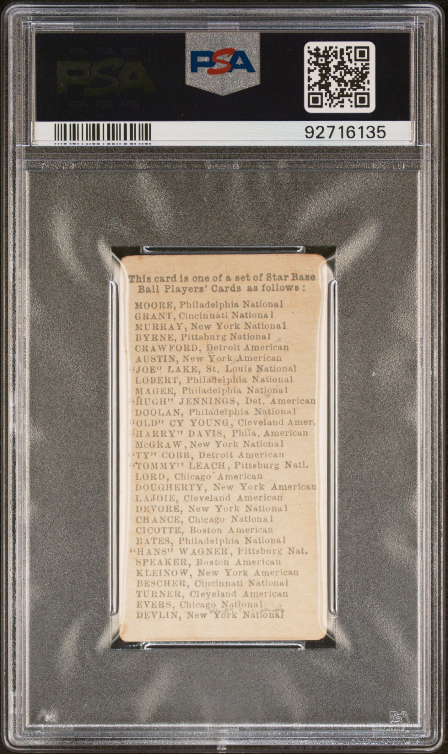 1911 E94 Close Candy Nap Lajoie PSA 1