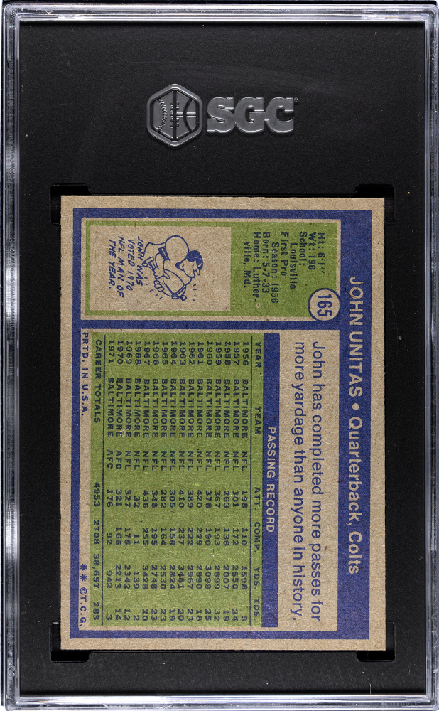 1972 Topps Johnny Unitas SGC 5