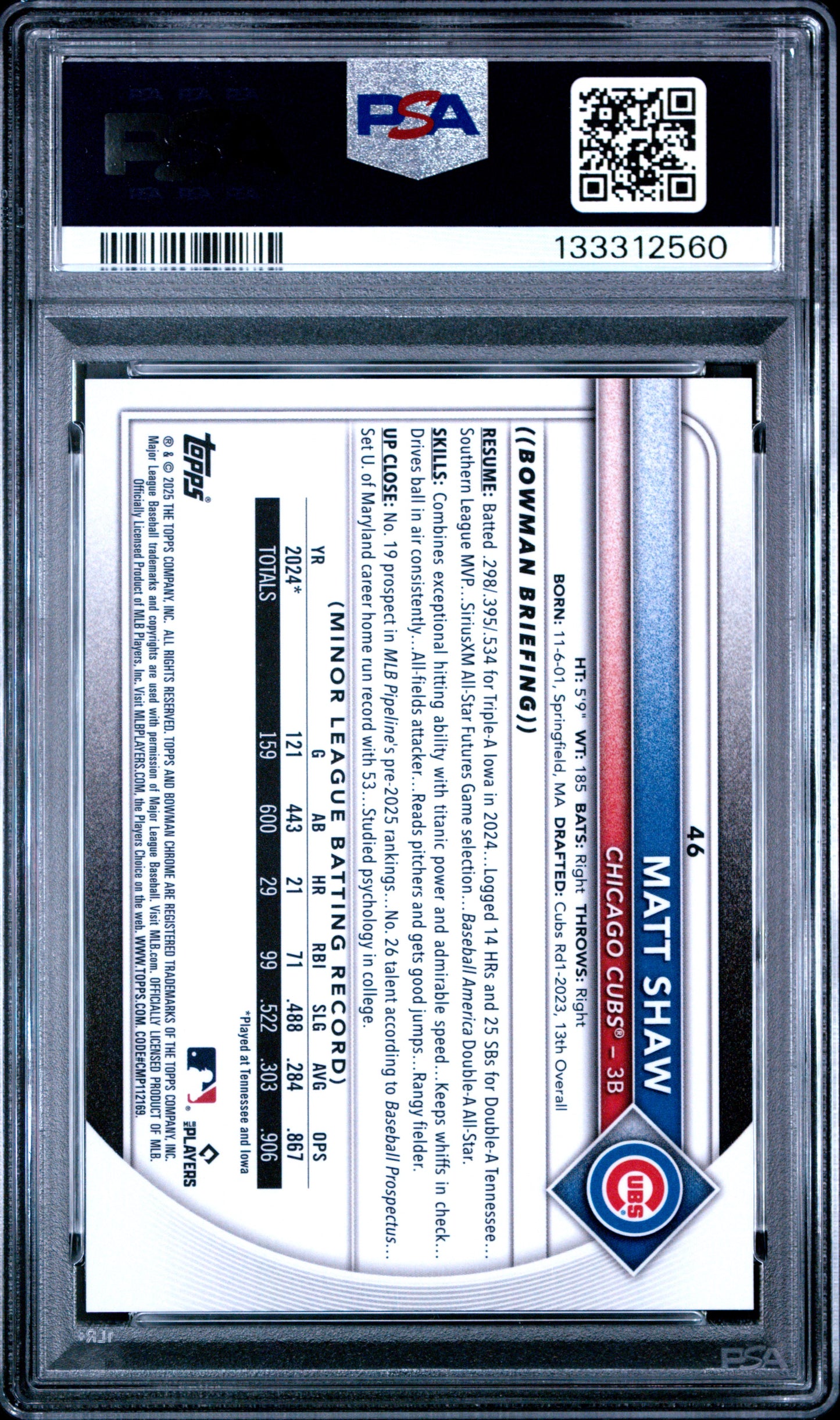 2025 Bowman Chrome Matt Shaw Image Variation PSA 9