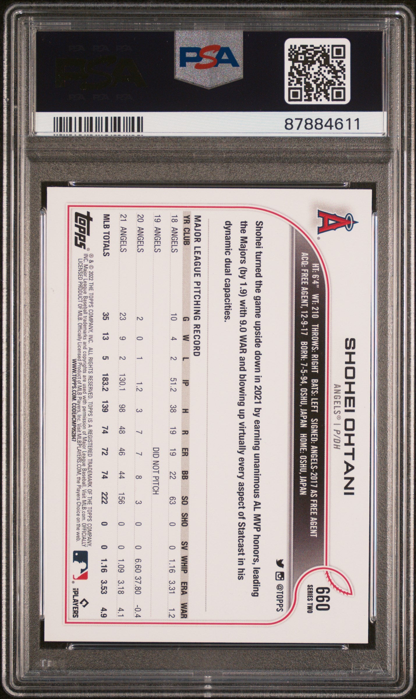 2022 Topps Shohei Ohtani #660 PSA 10