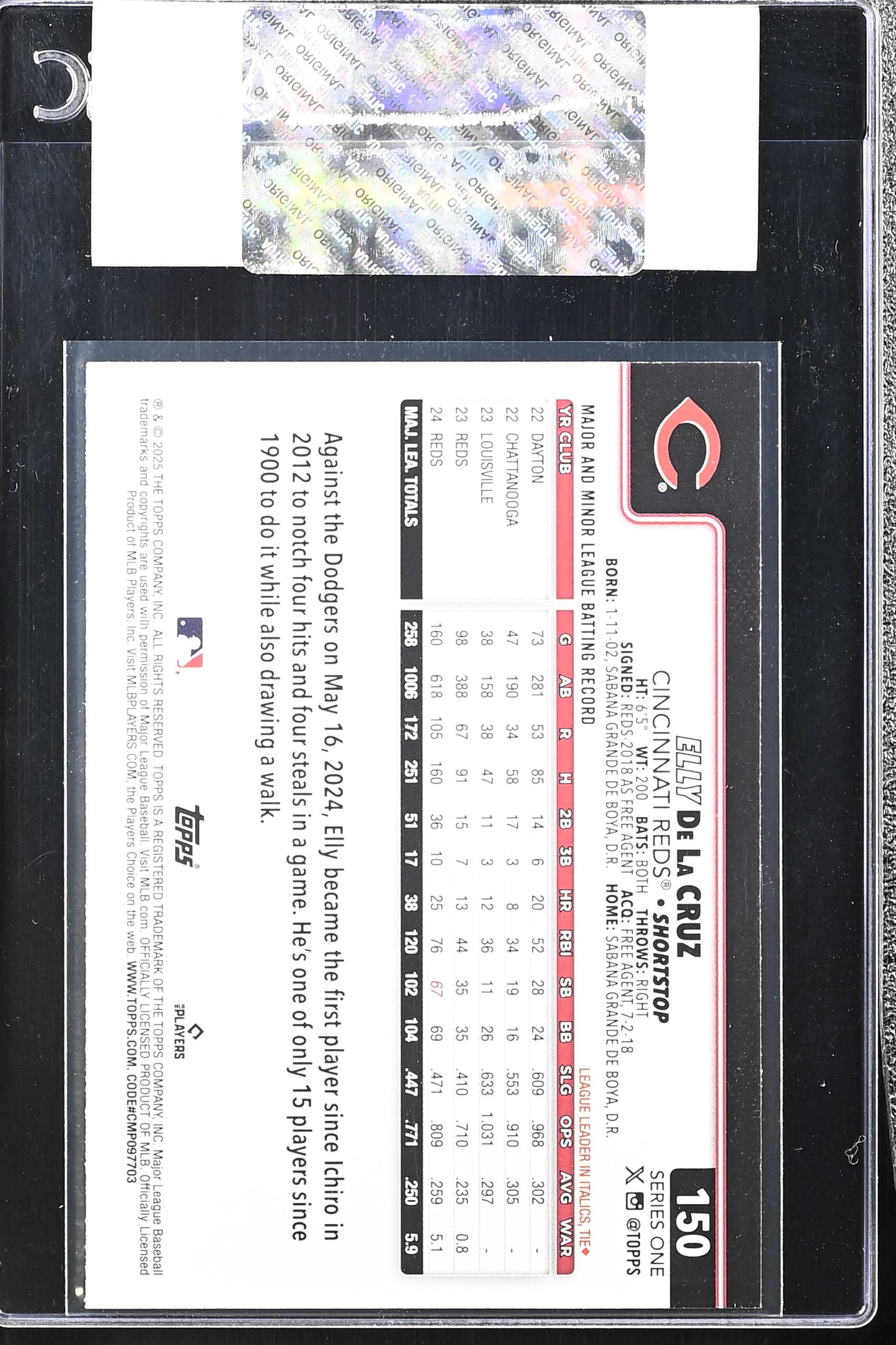 2025 Topps Elly De La Cruz True Photo CGC Authentic