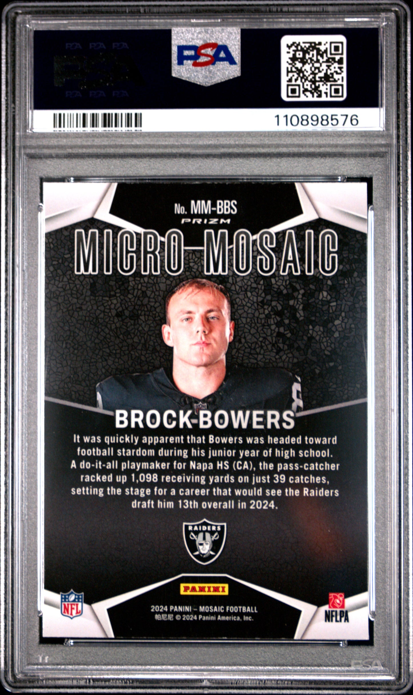 2024 Panini Mosaic Micro Mosaic Brock Bowers RC PSA 10
