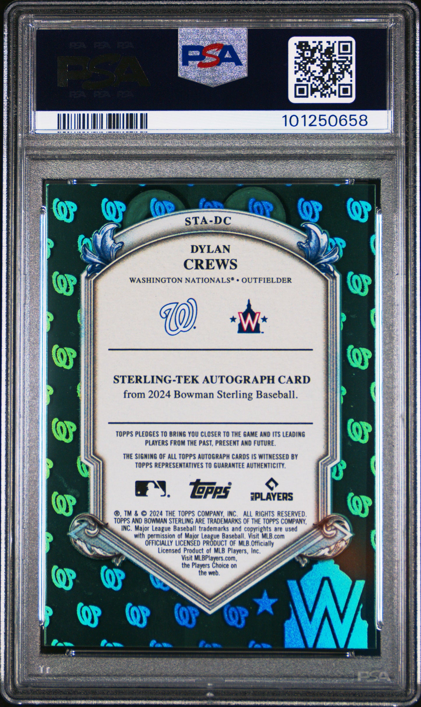 2024 Bowman Sterling Sterling Tek Autographs Dylan Crews #STADC Aqua Ref 02/10 PSA 10