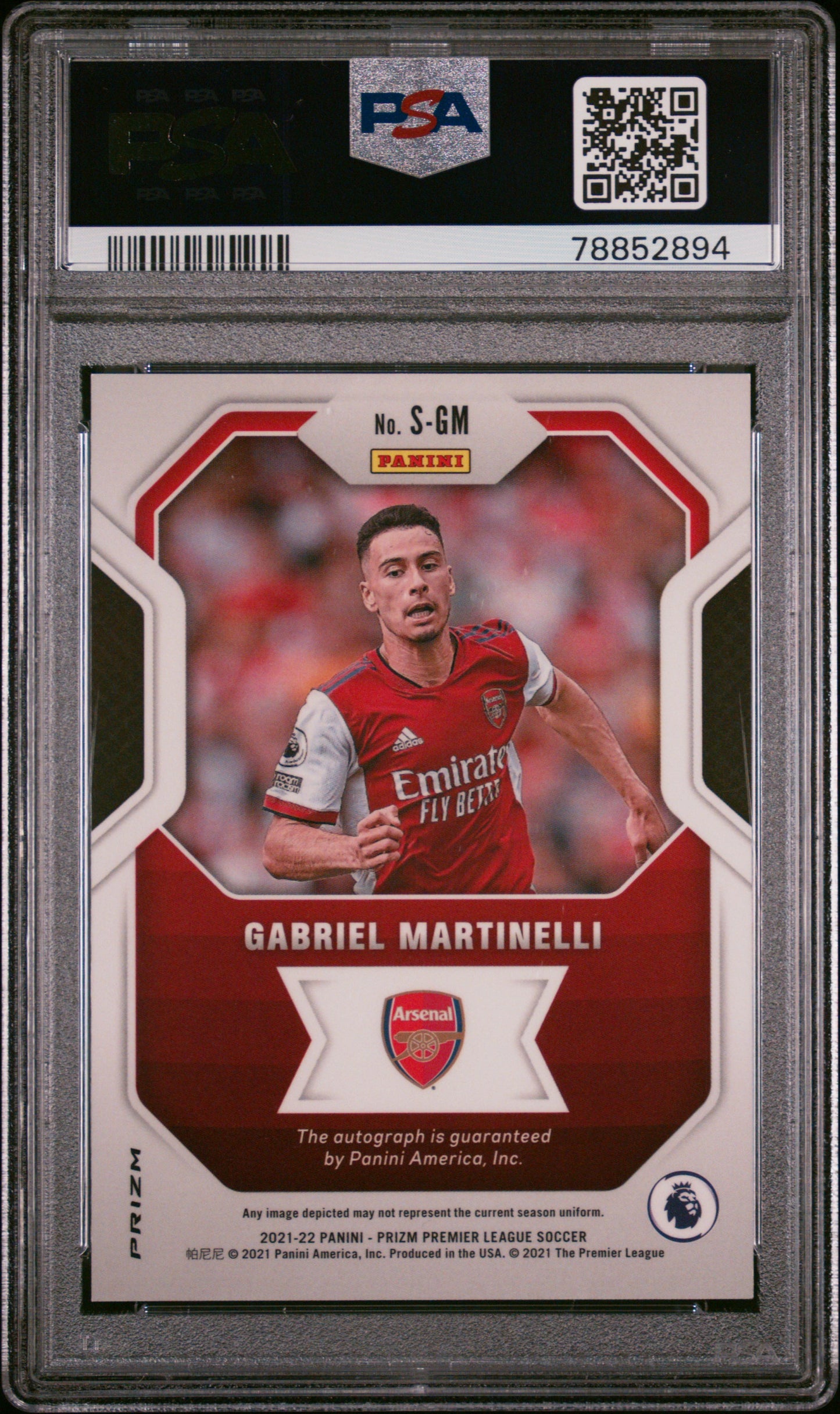 2021 Panini Prizm Premier League Gabriel Martinelli Breakaway RC Auto PSA 9