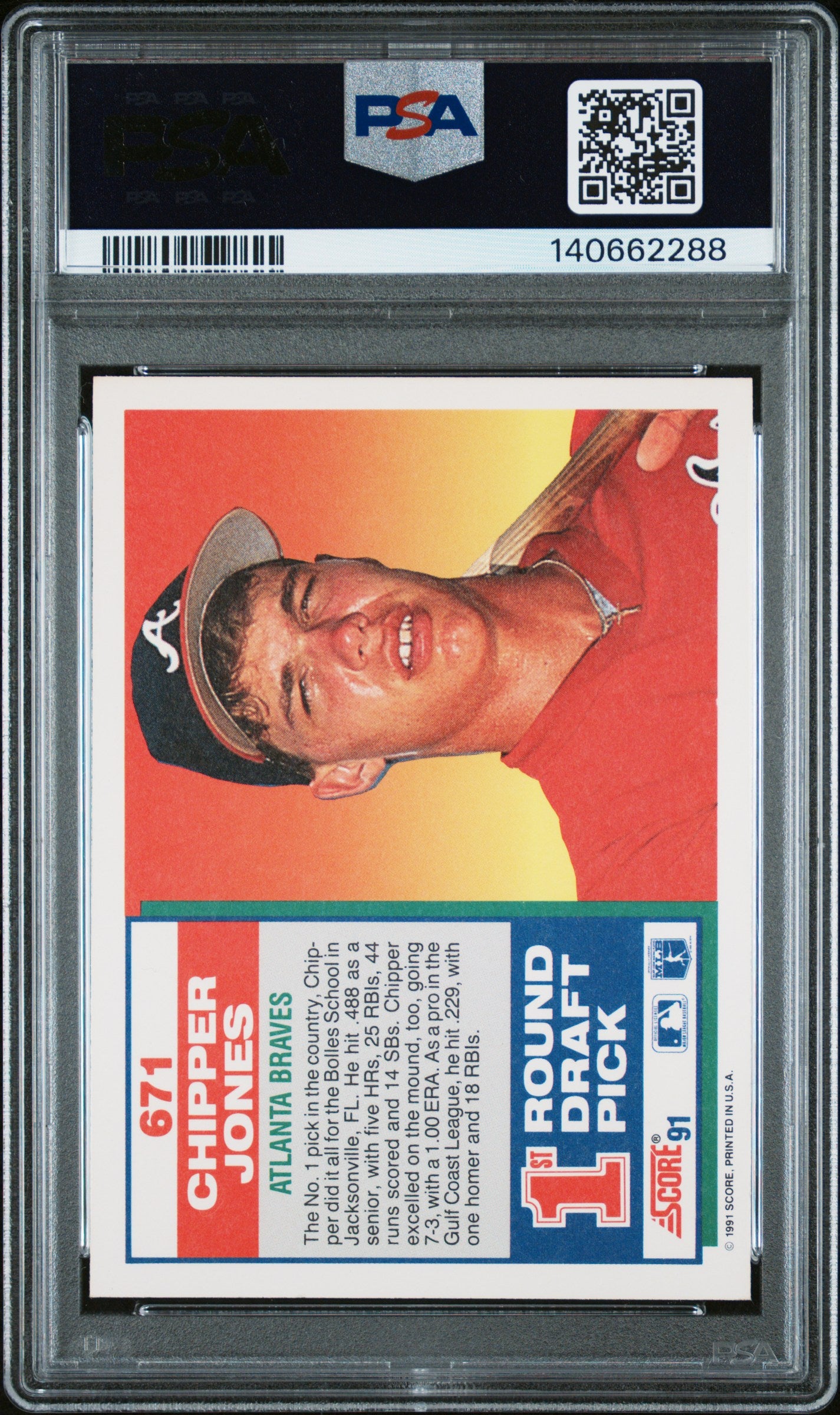 1991 Score Chipper Jones Rookie Auto PSA Auth