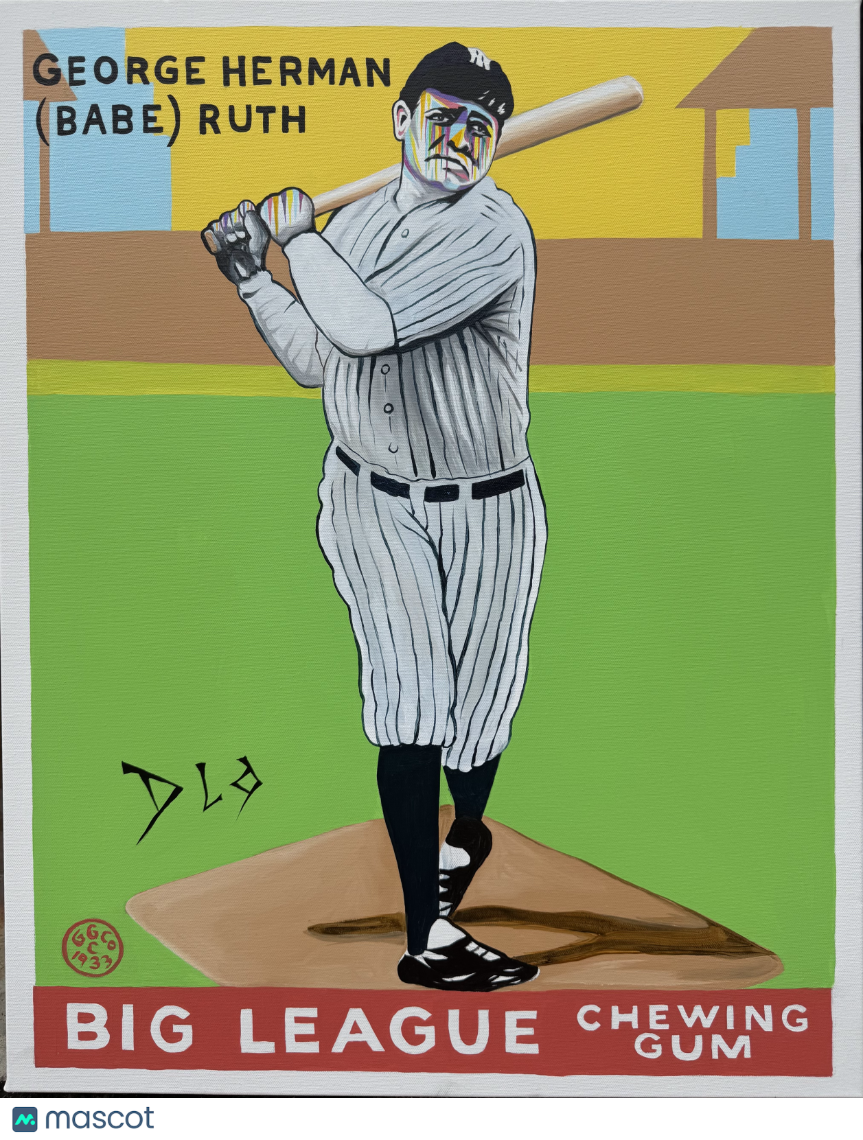 DLo Babe Ruth Goudey #144 Original Painting 22x28