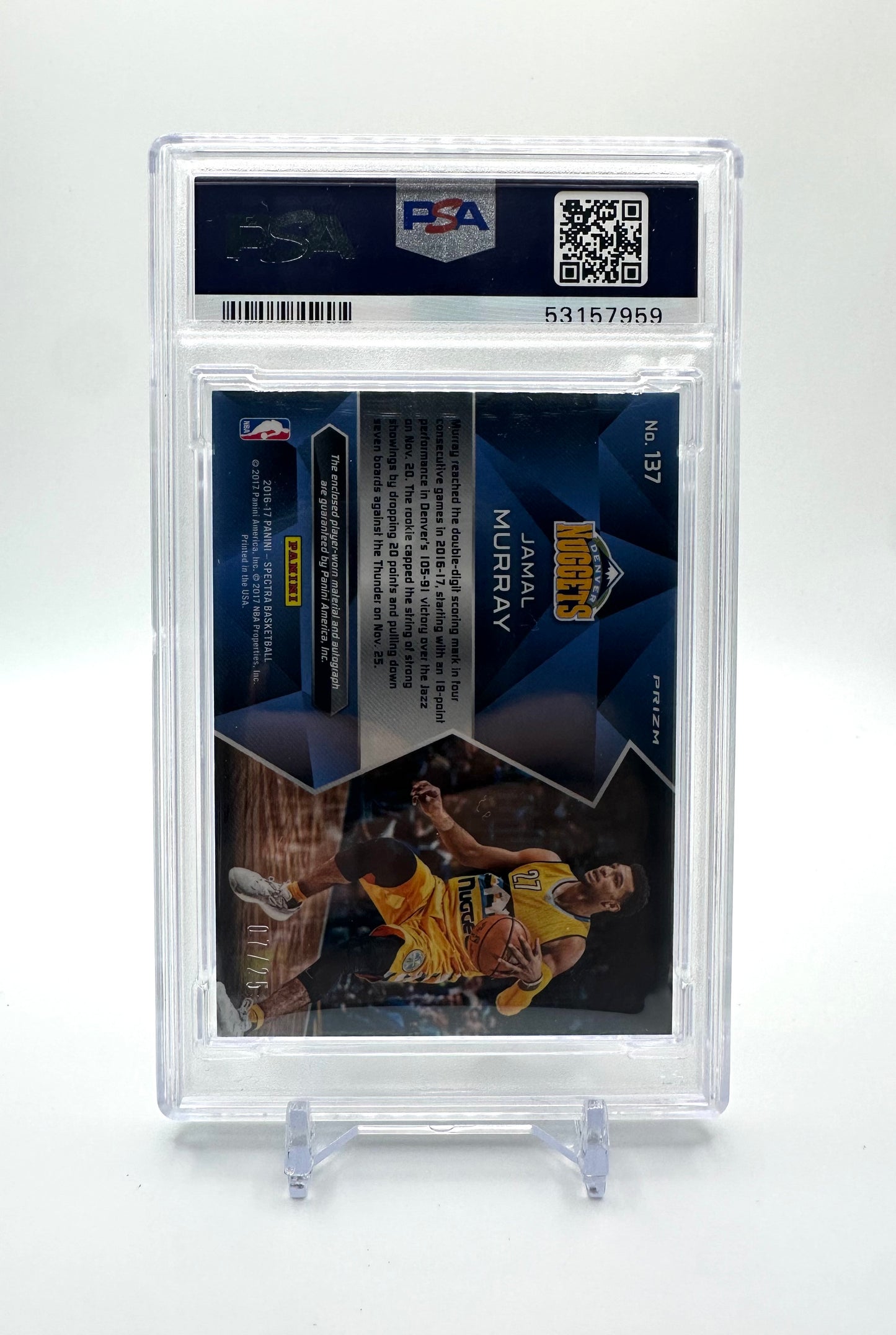 2016 Panini Spectra Jamal Murray Neon Green /25 RPA PSA 9