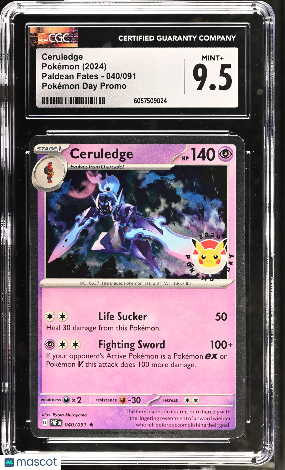 2024 Pokemon Paldean Fates Ceruledge 040/091 CGC 9.5