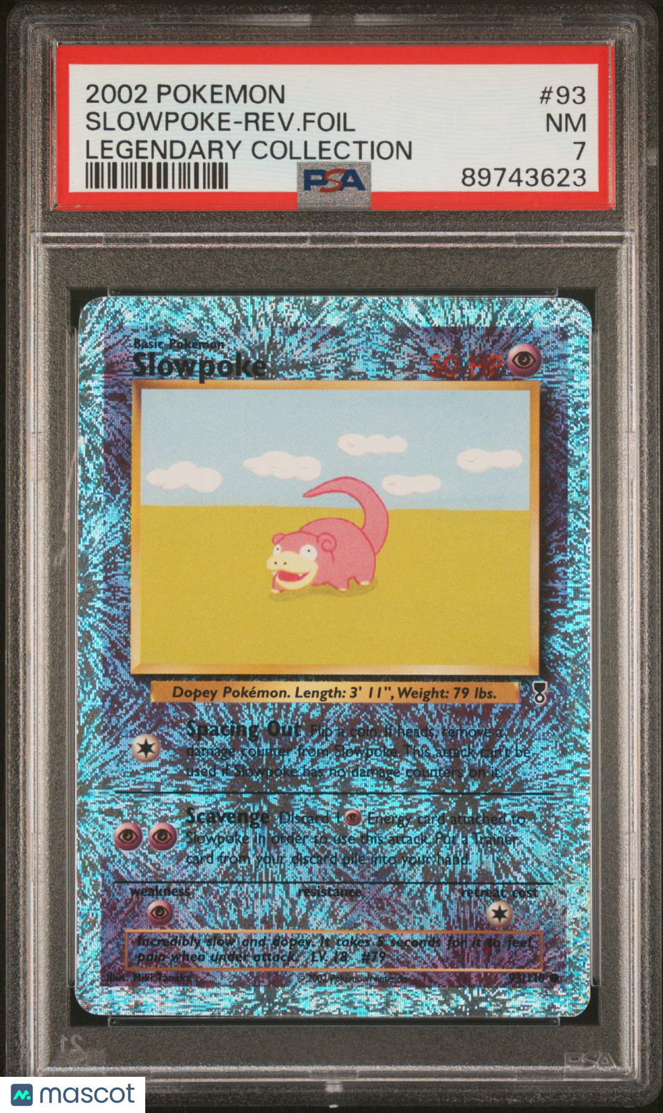 2002 Pokemon Legendary Collection Slowpoke-Rev. Foil #93 Legendary Collection PSA 7