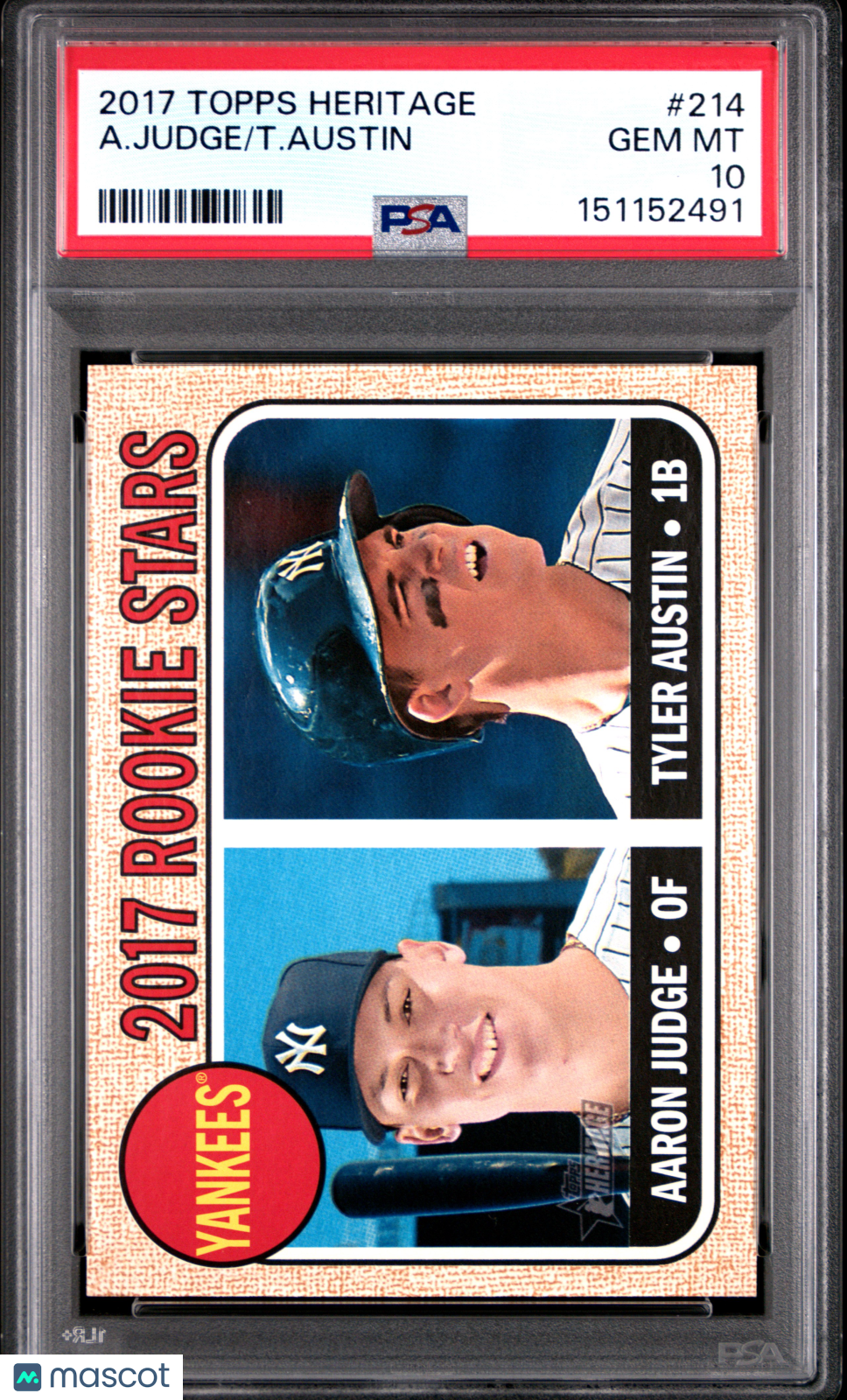2017 Topps Heritage A. Judge T. Austin PSA 10