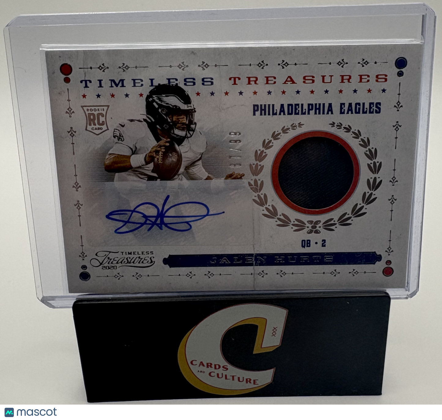2021 Panini Chronicles Timeless Treasures Jalen Hurts Patch RC 87/99