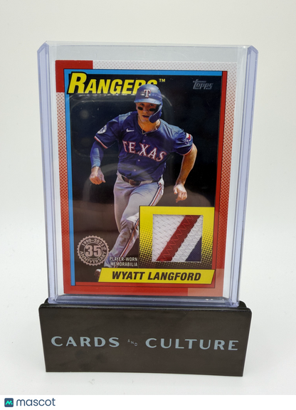 2025 Topps 1990 Topps Baseball Relic Wyatt Langford 08/10 Relic Patch