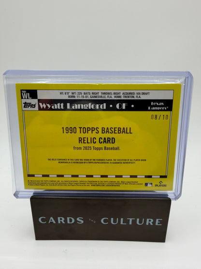 2025 Topps 1990 Topps Baseball Relic Wyatt Langford 08/10 Relic Patch