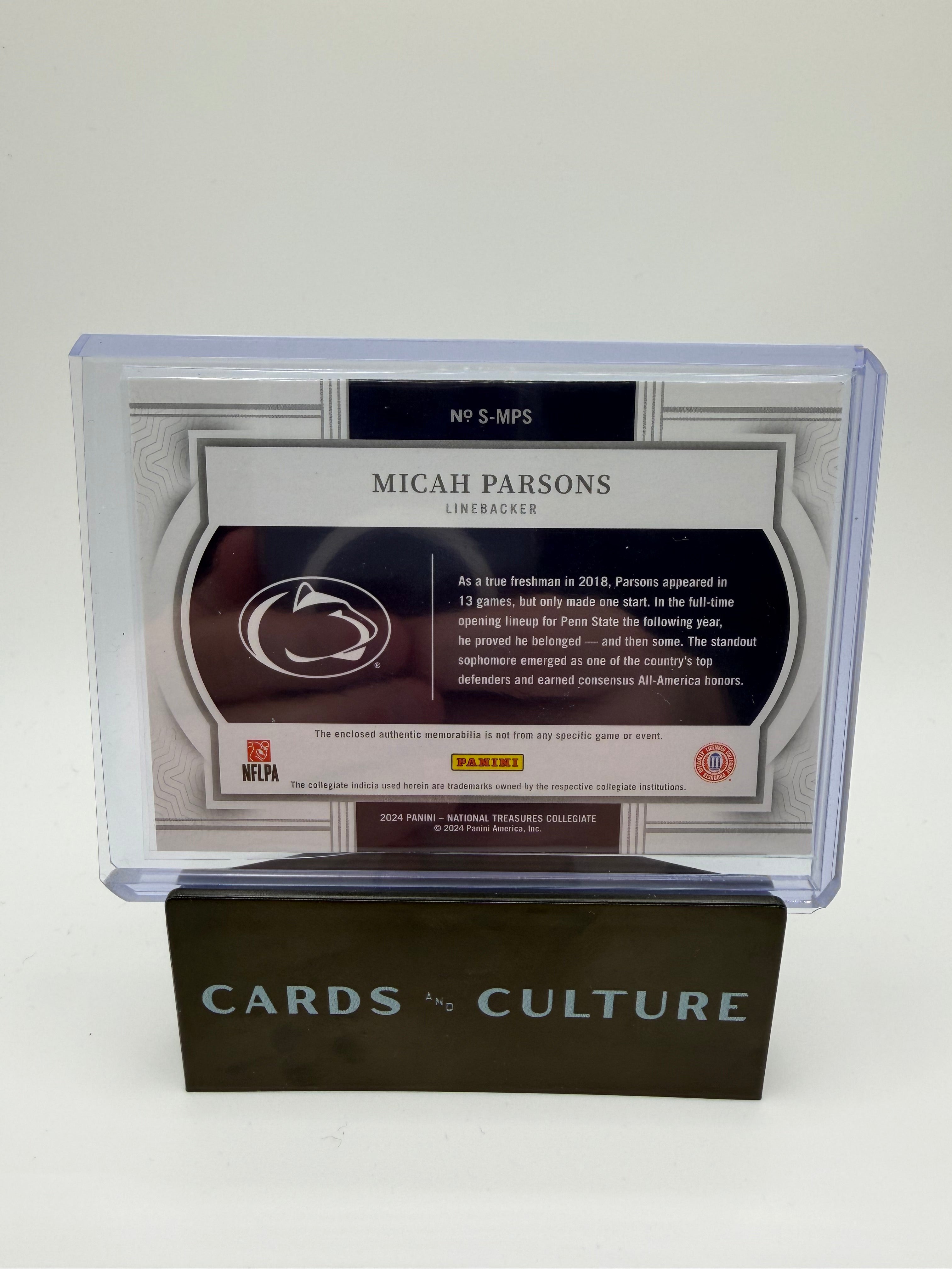 2024 Panini National Treasures Collegiate Micah Parsons Patch 4/5