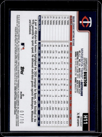 2019 Topps Holiday Byron Buxton Red Foil 1/10 ULTRA RARE