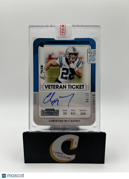 2021 Panini Contenders Football Veteran Ticket Christian McCaffrey Blue Auto /22