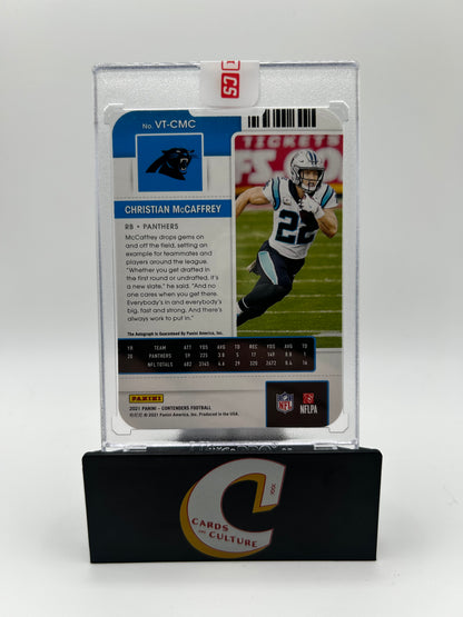 2021 Panini Contenders Football Veteran Ticket Christian McCaffrey Blue Auto /22