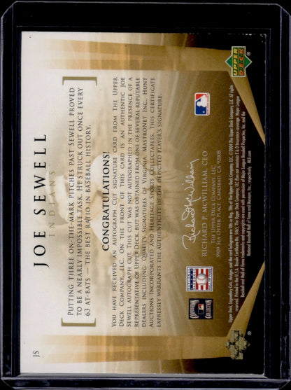 2004 Upper Deck SP Legendary Cuts Joe Sewell Cut Signature 173/199