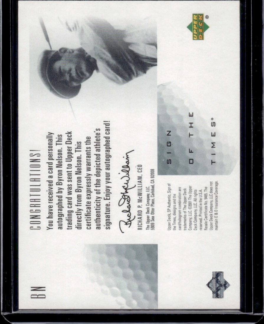 2001 Upper Deck SP Authentic Sign of the Times Byron Nelson Authentic Signature