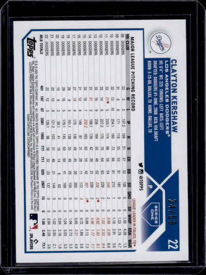 2023 Topps Series One 1st Edition Clayton Kershaw Red 1st Edition /50