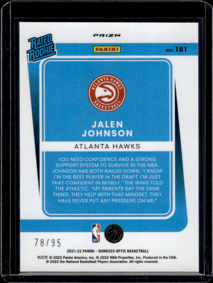 2022 Panini Donruss Optic Prizm Jalen Johnson Purple Disco /95 RC