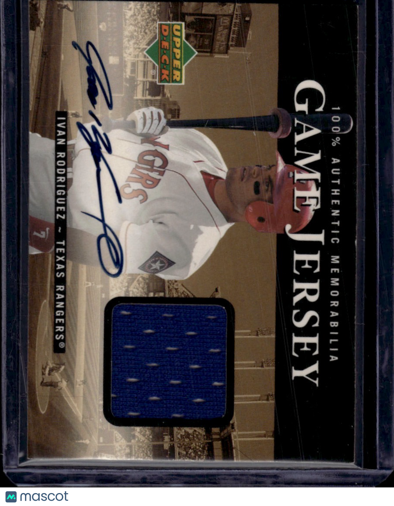 2000 Upper Deck Game Jersey Ivan Rodriguez Game-worn jersey patch auto
