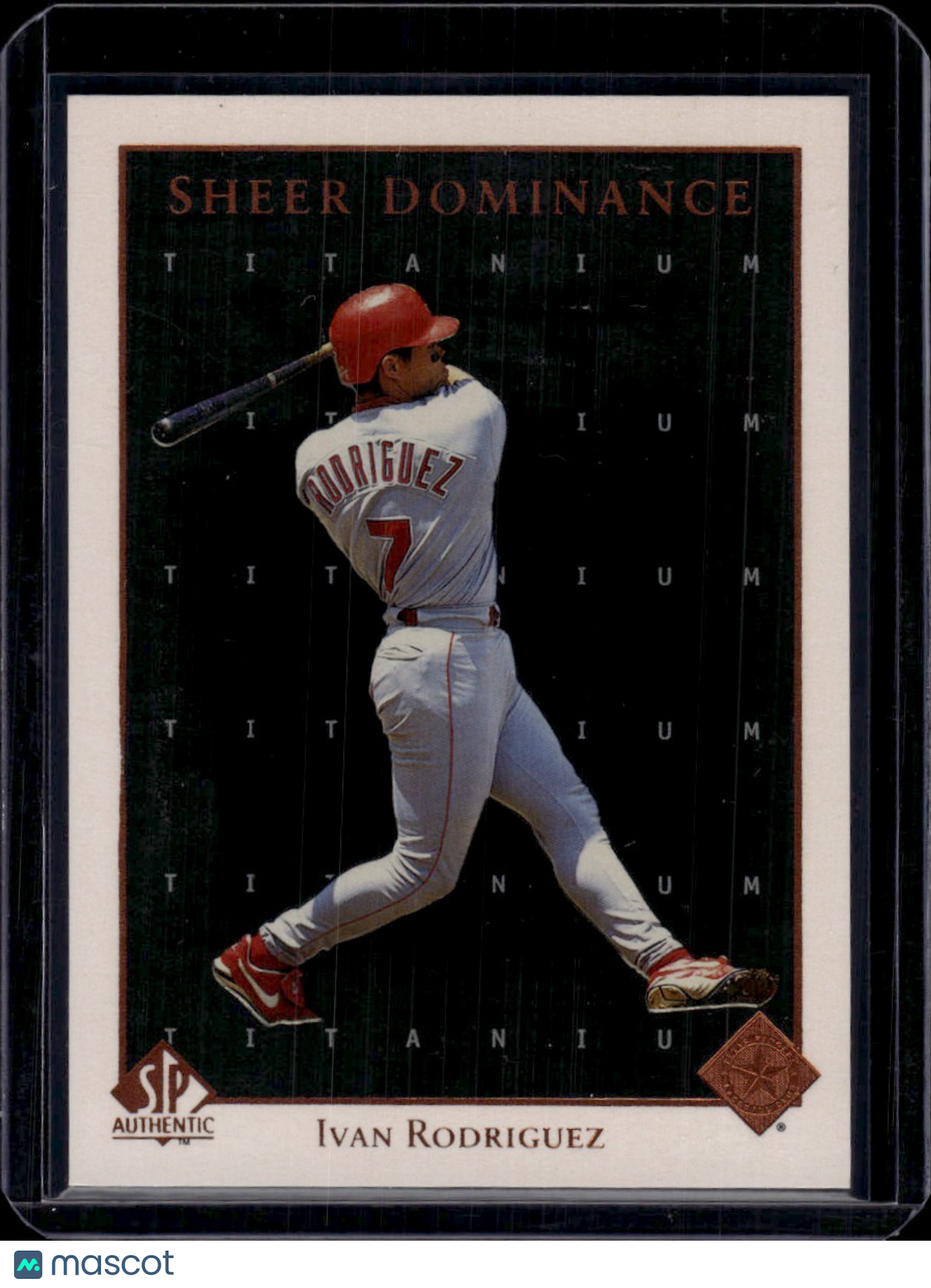 1998 Upper Deck SP Authentic Sheer Dominance Titanium Ivan Rodriguez 090/100