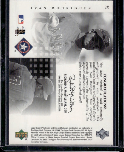 2000 Upper Deck SP Authentic Chirography Ivan Rodriguez Auto