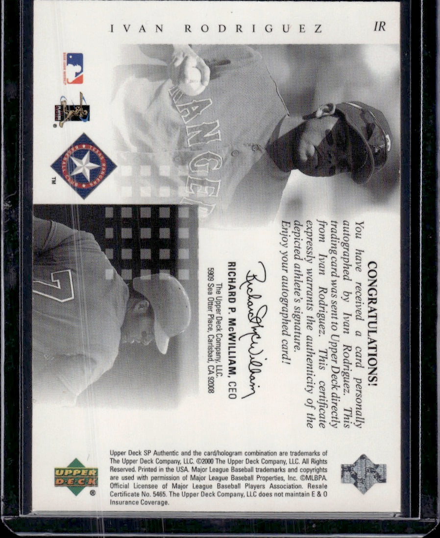 2000 Upper Deck SP Authentic Chirography Ivan Rodriguez Auto