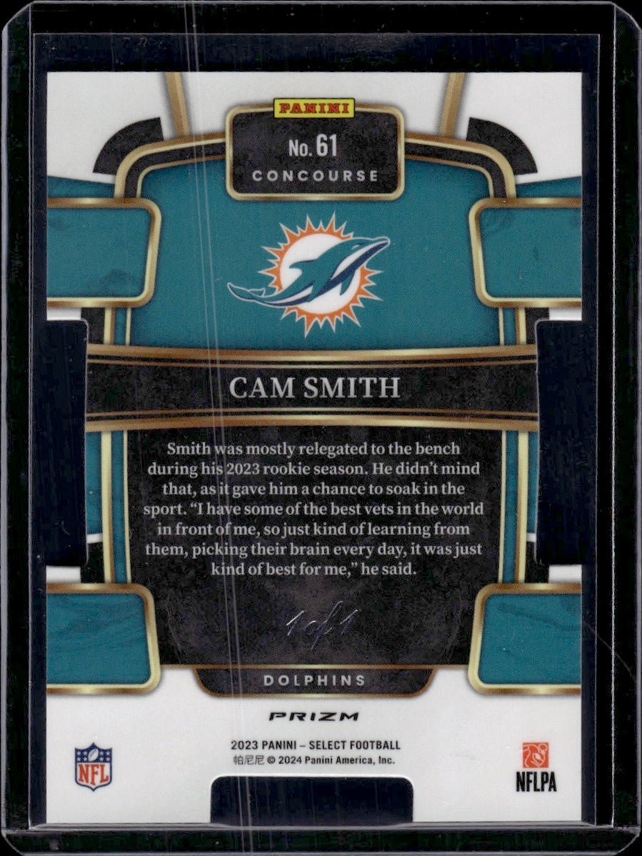2024 Panini Select Football Concourse Cam Smith Black Die Cut 1/1 RC