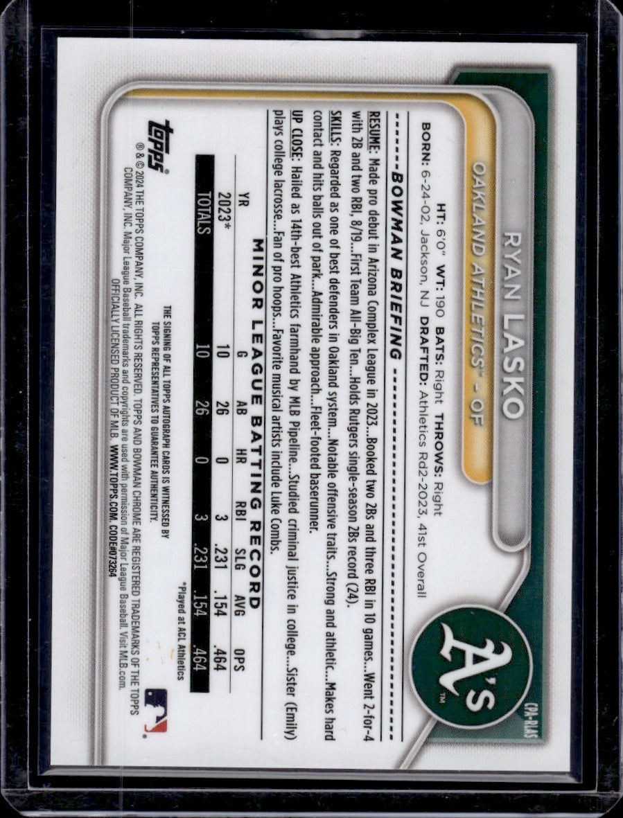 2024 Bowman Chrome Ryan Lasko Gołd Shimmer 12/50 1st Bowman Auto