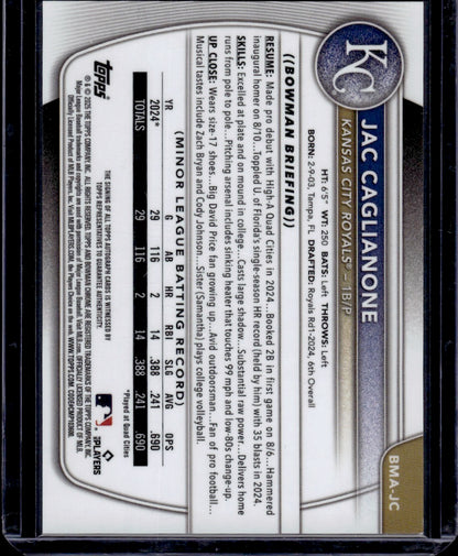 2025 Topps Bowman Chrome Jac Caglianone Mega Box Auto