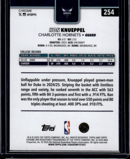 2025 Topps Chrome Kon Knueppel Refractor RC